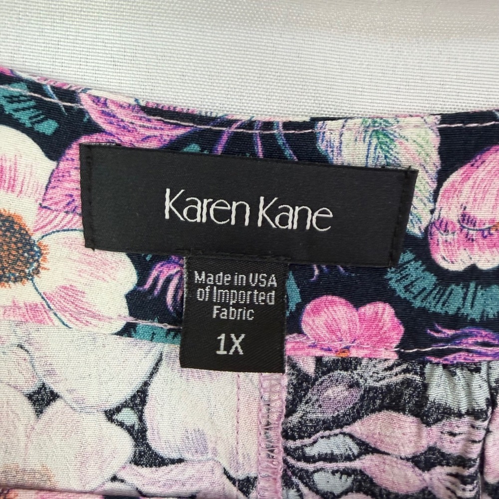Karen Kane Womens 1X Square Neck Floral Tie Sleeve Viscose Boho Top NWT $158 - Picture 5 of 9